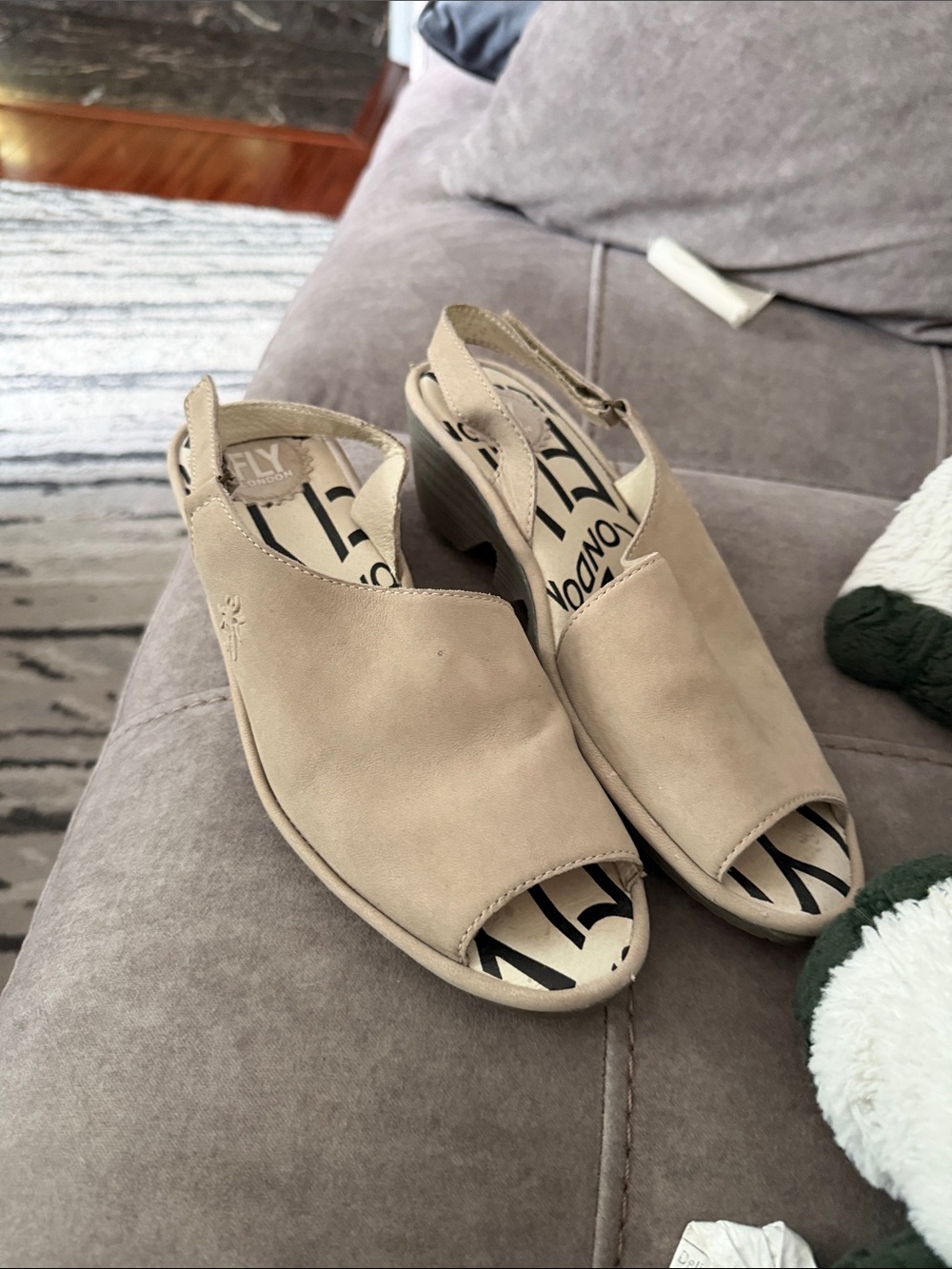 Fly London Palp Nubuck Leather‎ Slingback Wedge Sandal Open Toe Size 39 or 8.5